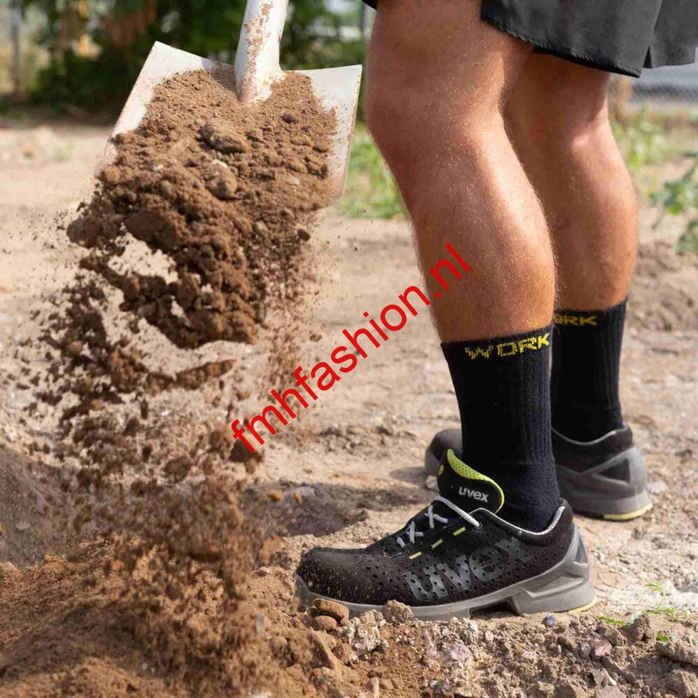 Zijaanzicht Work sokken Zwart-Antraciet