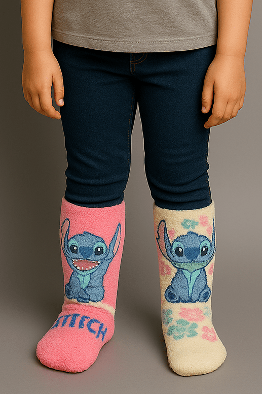 Stitch Huissokken – Fluffy Terry – Warme Antislip Sokken – Maat 27/30 & 36/39 – 2 paar